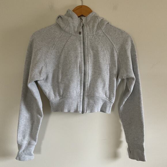 Lululemon Scuba Full-Zip Cropped Hoodie Heathered Core Ultra Light Grey Size 6 - Picture 1 of 7